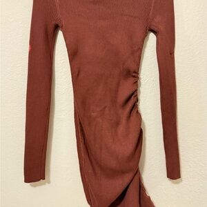 Elegant Brown Long Sleeve Dress